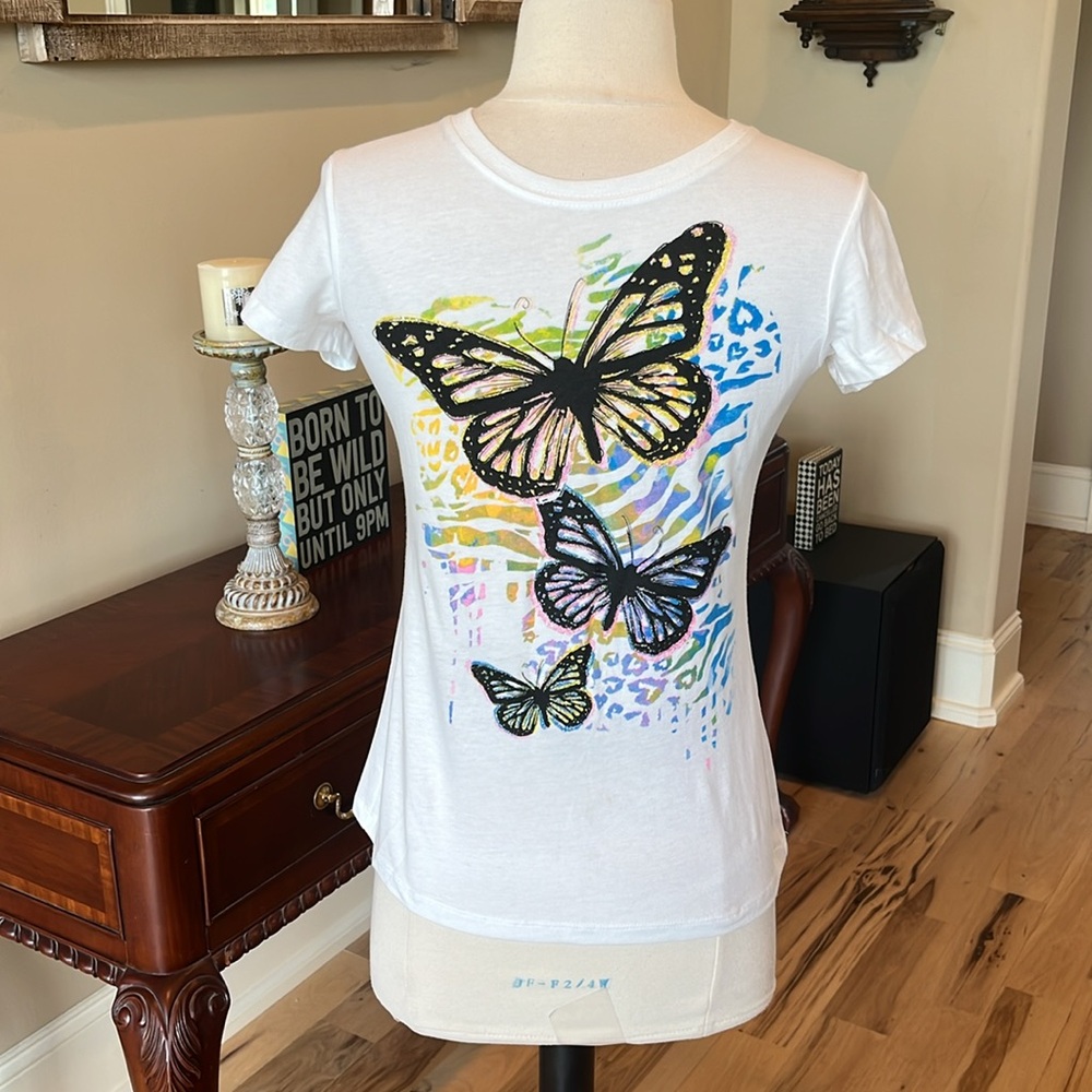 White Butterfly Cotton Short Sleeve